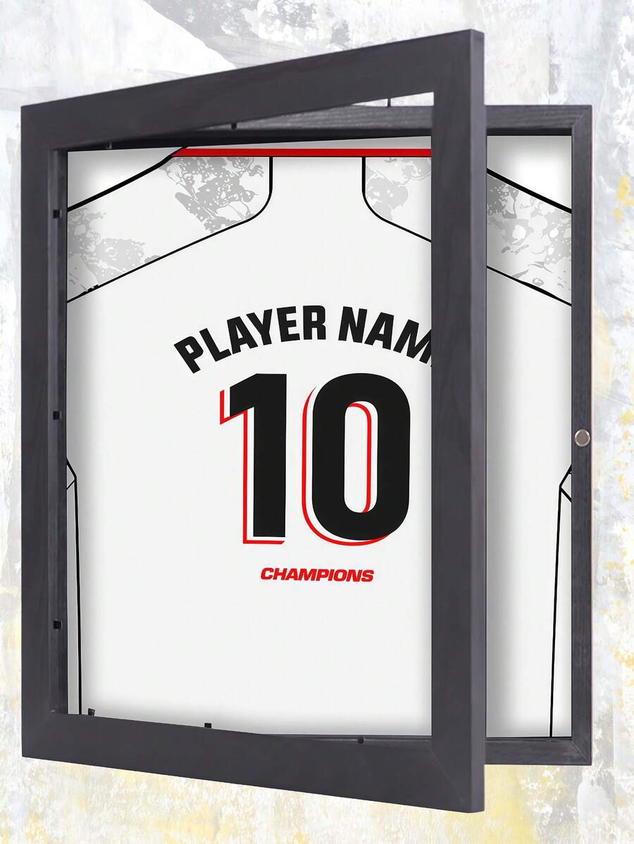 1pc Sports Jersey Display Frame, Rectangular Wooden Craft Memorabilia Holder For Basketball, Football Jersey Collection And Exhibition, 18" 20" Double-Layer Magnetic Flip Cover T-Shirt Shirt Display Rack - Multicolor - View 1