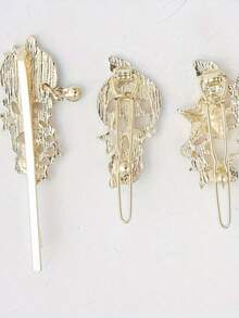 3pcs Cartoon Fantasy Starry Sky Hair Clips, Glittery Starry Wings Hair Clips Bangs Clip, Cute Girl Hair Accessories Claw Clips Hair Claws Hair Barrettes - 藍色 - 查看 2