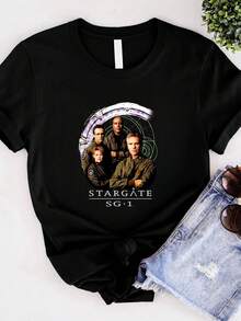 T-shirt femme imprimé Cast And Gate SG1 - Noir - Voir 1