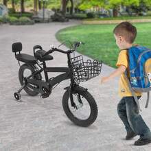Kinderfahrrad, 14 Zoll Kinderfahrrad mit Trainingsrädern und Weichem PU-Sitz mit Schwamm, Geeignet für Kinder, die 37,4-45,28" in der Höhe und im Alter von 3-7 Jahren Sind - Schwarz - Übersicht 7