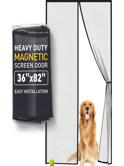 Puerta de malla magnética adecuada para puertas corredizas y de patio - Sistema de panel magnético autosellante de alta resistencia, sin necesidad de perforar, instalación rápida, malla de doble costura con cinta colgante, adecuada para puertas corredizas, mascotas y, 36 X 82 pulgadas