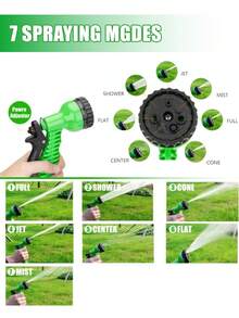 黑色柔性可伸缩花园软管,带7合1可调节喷嘴,适用于浇花、草坪灌溉、庭院养护、洗车、宠物洗澡,四季皆宜。 - A - 查看 4