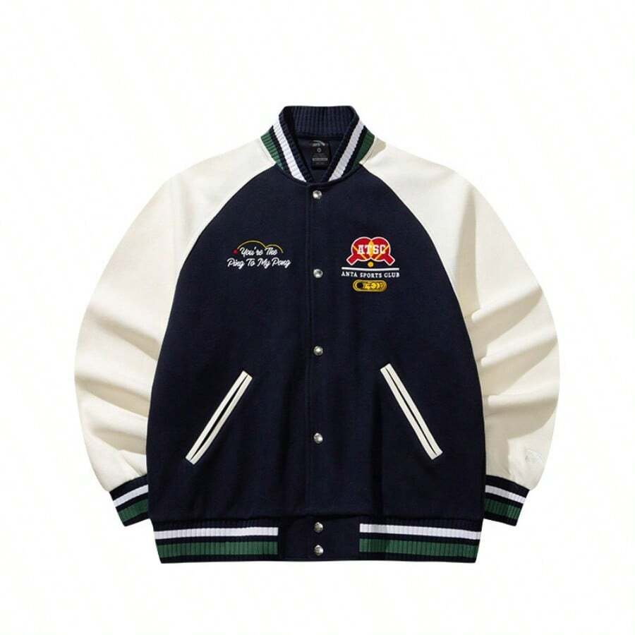 [Kiểu dáng tương tự Fanzhendong] Áo khoác bóng chày kiểu Mỹ cổ điển Anta, Áo khoác ngoài nam thường ngày 152618702S - Zeus Xanh-1 - Xem 1