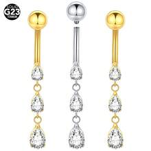 SWANJO 1pc Titnaium Waterdrop CZ Belly Button Ring 14G Internally Threaded Zirconia Navel Piercing Body Jewelry For Women - TN033 - View 1