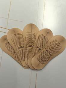 10双装女士无缝隐形袜，防滑长筒袜，肤色短袜 - 彩色 - 查看 5