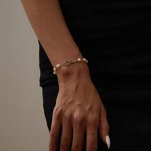 Ladies' Elegant Pearl Bracelet Creative Water Diamond Hollow Cross Pendant Fashion Bracelet - 金色 - 查看 2
