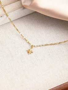 Collar de bloque rectangular de gema octagonal de acero inoxidable resistente al agua y sin decoloración, adecuado para el uso diario de las mujeres - Pequeña estrella de ocho puntas - Ver 4