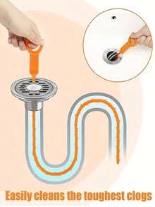 1/4 Pack 20-Inch Drain Cleaning Tool, Unclog Pipes Hair Blockage Tool, Bathroom Sink Drain Remover, Suitable For Kitchen, Sink, Bathroom, Drain, Home Bathroom Decor, Autumn Decor, Back To School Season - Multicolor - View 6