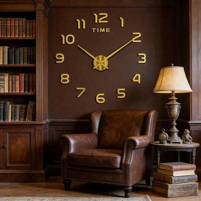 亚克力挂钟，装饰性静音无滴答钟，适用于客厅、卧室，现代简约夜光墙贴钟，DIY创意家居挂钟