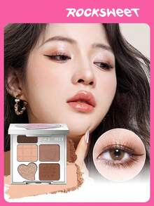 ROCK SWEET 5-Color Eye & Brow Palette - Eyebrow Pencil, Eyebrow Powder, Neutral Eyeshadow, Contour And Matte Highlighter, Sweat-Proof (Perfect Gift) - 01失重變奏(原木大地)# - 查看 2