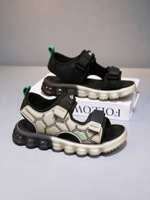 TPU减震鞋底青少年凉鞋，男女童夏季鞋 - 防滑可调节系带休闲鞋 - 黑色 - 查看 11