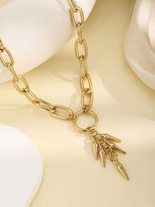 1pc Fashionable European And American Gothic Punk Rivet Chain Pendant Necklace, Suitable For Women's Daily And Party Wear - Multicolor - View 2