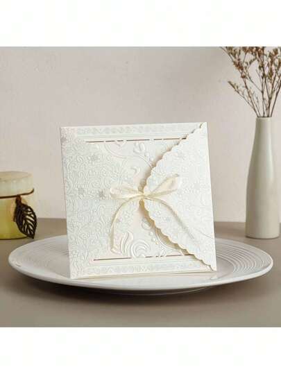 Square Engraved Butterfly Wedding Invitation Set - Includes Inner Cards And Envelopes - Ideal For Anniversaries, Weddings, And Parties - Wedding & Party Supplies, Decor, Bridal Showers, And Invitations