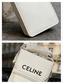 Celine 1个酒红色真皮眼镜盒，奢华硬壳时尚眼镜收纳盒，设计师配饰，女士完美礼物 - 白色 - 查看 6