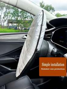 Universal Car Steering Wheel Cover - Heat Shield, Sun Protection, High-Temperature Resistant, Anti-Glare Design, Suitable For Various Models, SUVs And Sedans - A - View 7