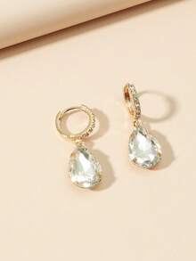 1 par de pendientes de mujer con gota de agua de cristal exagerada y minimalista con cristales de diamante - Colores combinados - Ver 12