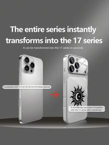 1pc New Mysterious Crescent Moon & Sunburst Star Pattern Luxury Large Window Tempered Glass Camera Lens Protection Phone Case Compatible With IPhone 17/17Pro/17ProMax/17Air/16/16Pro/16ProMax/16Plus/15/15Plus/15Pro/15ProMax/14/14Plus/14Pro/14ProMax/13/13Pro/13ProMax/12/12Pro/12ProMax/11/11ProMax, Matte Anti-Fall, Full Coverage Metal Paint Premium Protection Cover - Multicolor - View 2