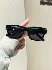 1 pieza Gafas de moda cuadradas básicas para mujer, con marco de policarbonato negro clásico, casual y versátil, ligero, adecuado para el uso diario, con estuche - Multicolor - Ver 5