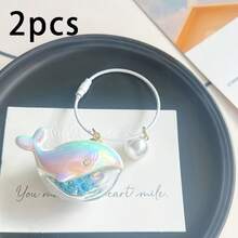 1Pc/2/3Pcs Fashion Resin Whale Keychain With Pearl Accents – Perfect For Couples, Bag Charm And Car Key Ring Accessory - Multicolor - View 18