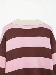 CAREE Women's Lightweight Fashionable Color Block Striped Stand Collar Long Sleeve Knit Sweater, Spring/Summer - Multicolor - View 7