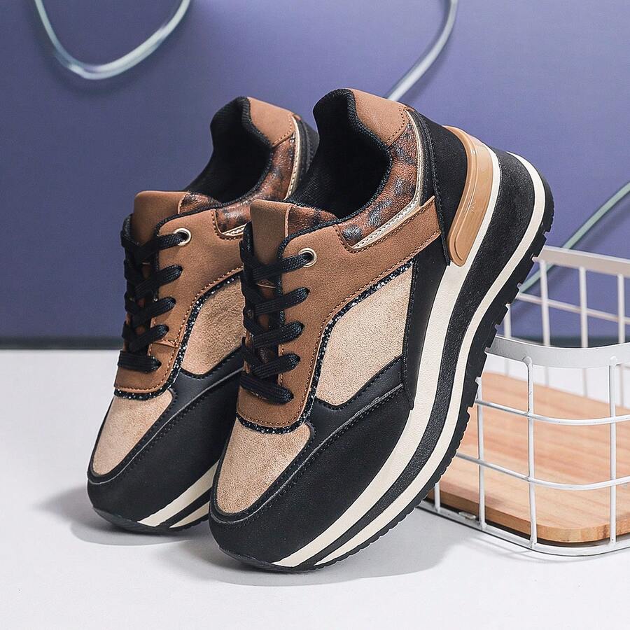 Scarpe casual da donna, scarpe sportive da donna, scarpe da passeggio per tutte le stagioni, scarpe da trekking all'aperto, scarpe da skate per studenti, scarpe da running su strada, morbide e confortevoli - nero - Visualizzare 1