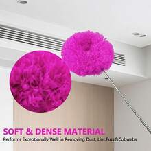 Ceiling Fan Cleaner Duster, Duster Mop With Extension, Reusable Microfiber Fan Cleaning Tool, Adjusts 13 To 31 Inch For Furniture Door Window Top, Office (Rose Red) - Rose Red - View 5