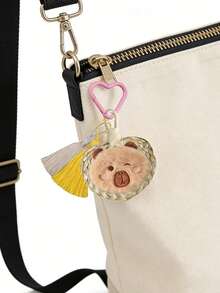 1pc Cute Bear Keychain With Mini PU Fan And Tassel Decor, Suitable For Bag Pendant, Travel Accessories, Car Key Chain, Delicate Bear Themed Design, Great For Travel, Date, Shopping, Party, Gift, Mother's Day, Valentine's Day, Teacher's Day, Back To School, Summer And Beach - Multicolor - View 7