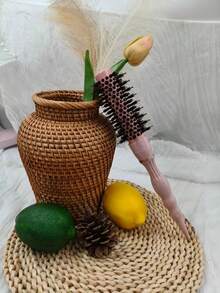 1支沙龙级纳米陶瓷涂层铝管尼龙刷毛和猪鬃尾柄滚刷 - 粉色 - 查看 7