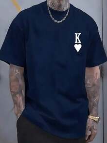 Nuevos productos de moda muy populares: Camiseta deportiva para hombre con estampado de letras elegantes (patrón impreso), top de verano hecho de algodón puro, agradable al tacto y cómodo, adecuado para deportes, para usar en casa y también para parejas. - Azul y blanco - Ver 13
