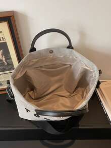 Casual Minimalist Letter Print Tote Bag, Lightweight Versatile Handbag & Shoulder Bag - Black - View 5