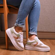 Tênis Feminino Sneakers Chunky Plataforma Sola alta Street Dia  a Dia Casual Confortável Academia Branco/mint/bege - BCO/MINT - Visão 8
