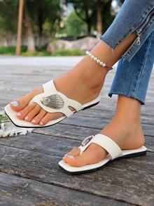 Dép xỏ ngón Metal Beach & Home Casual - trắng - Xem 3