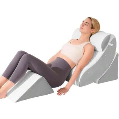 4 PCS Wedge Pillow Set for After Surgery Adjustable Bed for Sleeping Acid Reflux Relief Post Surgery Recovery Back Support Leg Elevation Memory Foam Orthopedic Bed Wedge Pillow Set Gery