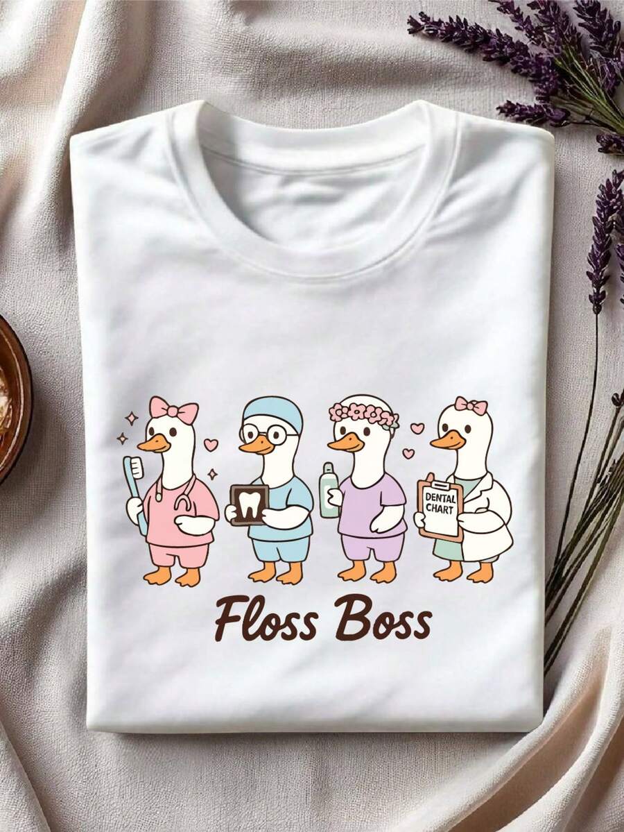 Funny Goose Dental Hygienist T-Shirt, Dentist Goose Shirt, Dentist Appreciation Gift, Dental Assistant Crew Neck, Funny Gift For Dental Hygienist. GA464 - 白色 - 查看 1