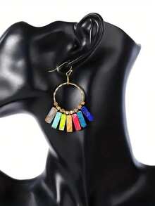 1 Pair Glamorous Geometric Pendant Earrings, Suitable For Women's Daily, Party, And Travel Wear Jewelry Gift - Yellow Gold - View 3