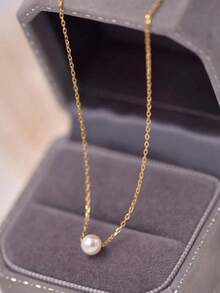 1件仿珍珠吊坠项链，设计简约，优雅精致，适合女性日常通勤、约会和度假佩戴。 - 彩色 - 查看 6