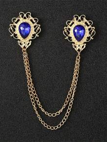 1 pieza Broche de cruz vintage con cadena de borlas, alfiler de solapa para camisa de hombre, accesorio de estilo británico - gotitas de agua - Ver 18