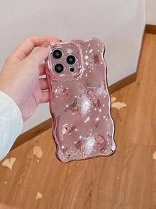 Ốp điện thoại Valentine Y2K mạ bạc họa tiết sóng và bong bóng, tương thích với iPhone, chống nước, chống sốc, chống rơi vỡ và chống trầy xước. - Hồng - Xem 2