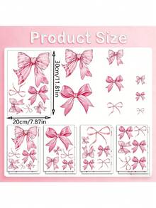 4Sheets-23pcs Pink Bow Wall Stickers,Light Pink Bow Knot Wall Decals,Watercolor Bow Wallpaper Peel And Stick For Home Bedroom Decor,Party,Notebook & Refrigerator, Romantic Geometric Theme,Wall Stickers For Bedroom,Wedding Decorations - A - View 7