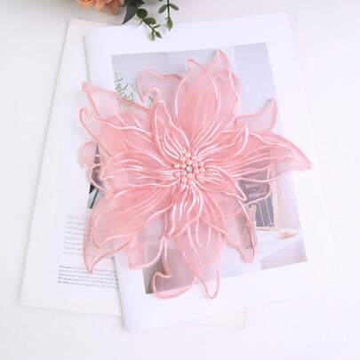 New Handmade 3D Embroidered 4-Layer Lace With Rhinestones And Beads, Width: 23cm, Bridal Gown DIY Embroidery Accessory