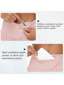 Womens High Waisted Running Shorts Quick Dry Athletic Workout Shorts With Mesh Liner Zipper Pockets - Pink - View 6