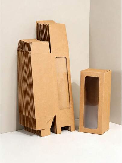 20 piezas de cajas de papel de 8x8x20cm con ventana transparente, adecuadas para velas, cajas de regalo para copas de vino, regalos DIY para bodas y fiestas, cajas de decoración de regalos para días festivos