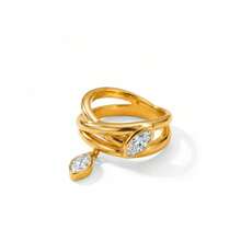 VKHK 1pc 18K Gold Plated Stainless Steel Sparkling Zirconia Pendant Decorative Ring, Suitable For Women's Daily And Wedding Wear, Gift - Diamond Ring - View 4