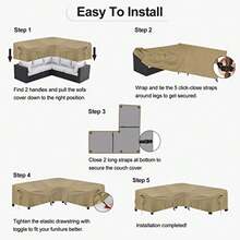 Outdoor Sectional Sofa Cover Waterproof V Shaped Patio Furniture Covers for Deck Lawn and Backyard 89"x89" Camel - Camello - Ver 8