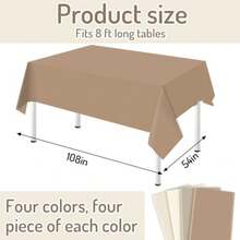 16Pcs Neutral Color Plastic Tablecloth Beige Nude Cream Rectangle Table Cover Waterproof Table Cloth for Wedding Birthday Decoration Supplies 54 x 108 Inch - Color neutro - Ver 4