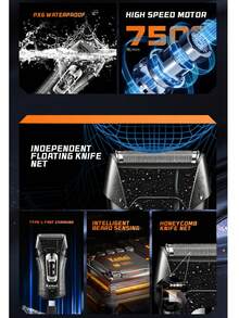 Kemei KM-T98 Electric Shaver, Professional Waterproof Beard Trimmer, Men's Type-C Fast Charging, Wet & Dry Shaver, Reciprocating Shaver, 1 Piece - Black - View 8