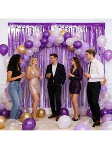1/2/3pcs Light Purple Tassel Curtain Streamers, Concert Decor Background, Theme Party Decoration, Birthday Party Supplies, Indoor/Outdoor Atmosphere Decor - Purple Rain Curtain - View 5