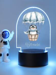 1pc Personalized Name Creative Gift, Animal Pattern Design, Suitable For Boys, Girls Or Friends. 3D Stereoscopic Light Effect LED Night Light, Warm Light, Birthday Gift, Decorative Lamp, Desk Lamp, Night Light. Suitable For Valentine's Day, Valentine's Day Decoration. Waterproof And Moisture-Proof, Fashionable And Cute, Back To School Gift - Baby Blue - View 13