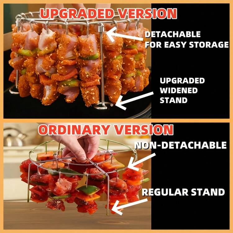 Rejilla vertical de acero inoxidable 304 + 24 pinchos, apta para freidoras de aire y hornos de 3 a 6 cuartos, esencial para cocina y parrilla al aire libre, calentamiento uniforme, no inflamable, ideal para carnes y verduras - Multicolor - Añade 5