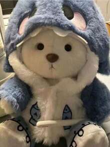 Muñeco de peluche de oso de peluche con disfraz de tiburón lindo de 11.02 pulgadas, un muñeco de peluche de oso de peluche con disfraz de tiburón azul suave y esponjoso, es un lindo regalo de cumpleaños y decoración de habitación, este es un regalo de cumpleaños muy adecuado para adolescentes, mujeres y entusiastas de los muñecos. - Multicolor - Ver 10